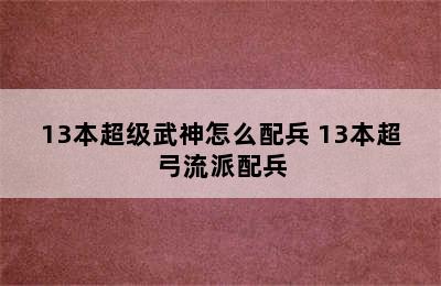 13本超级武神怎么配兵 13本超弓流派配兵